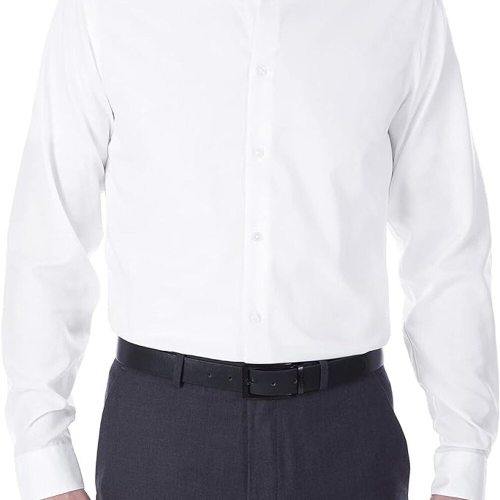 Calvin Klein Infinite Slim Fit Dress Shirt, 16, 34/35, Large, White